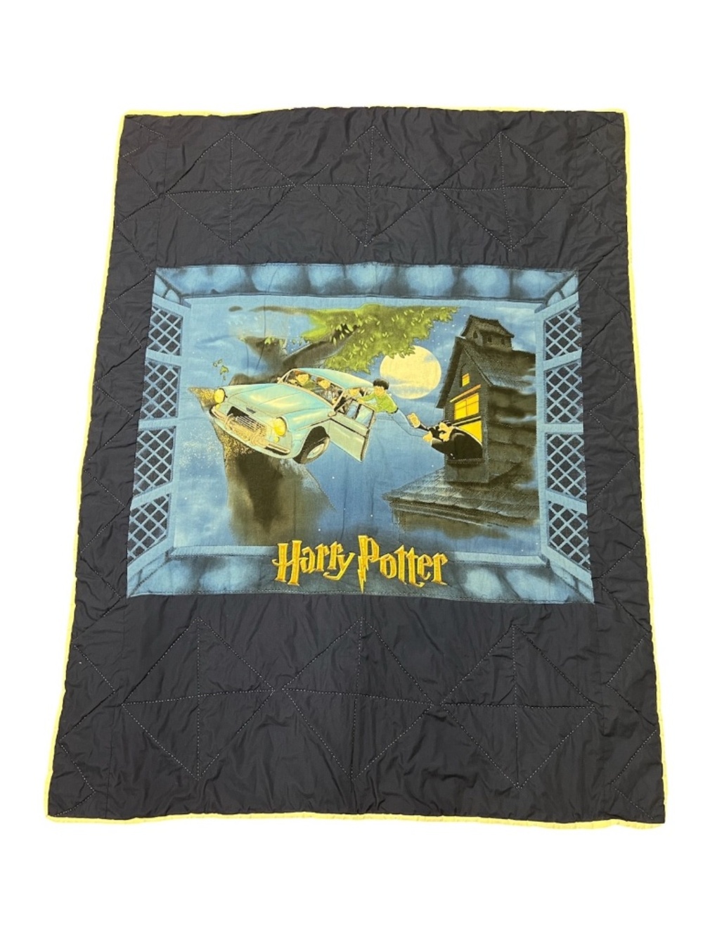 Vintage Harry Potter Handmade Flying Car Quilted Embroidered Comforter Throw